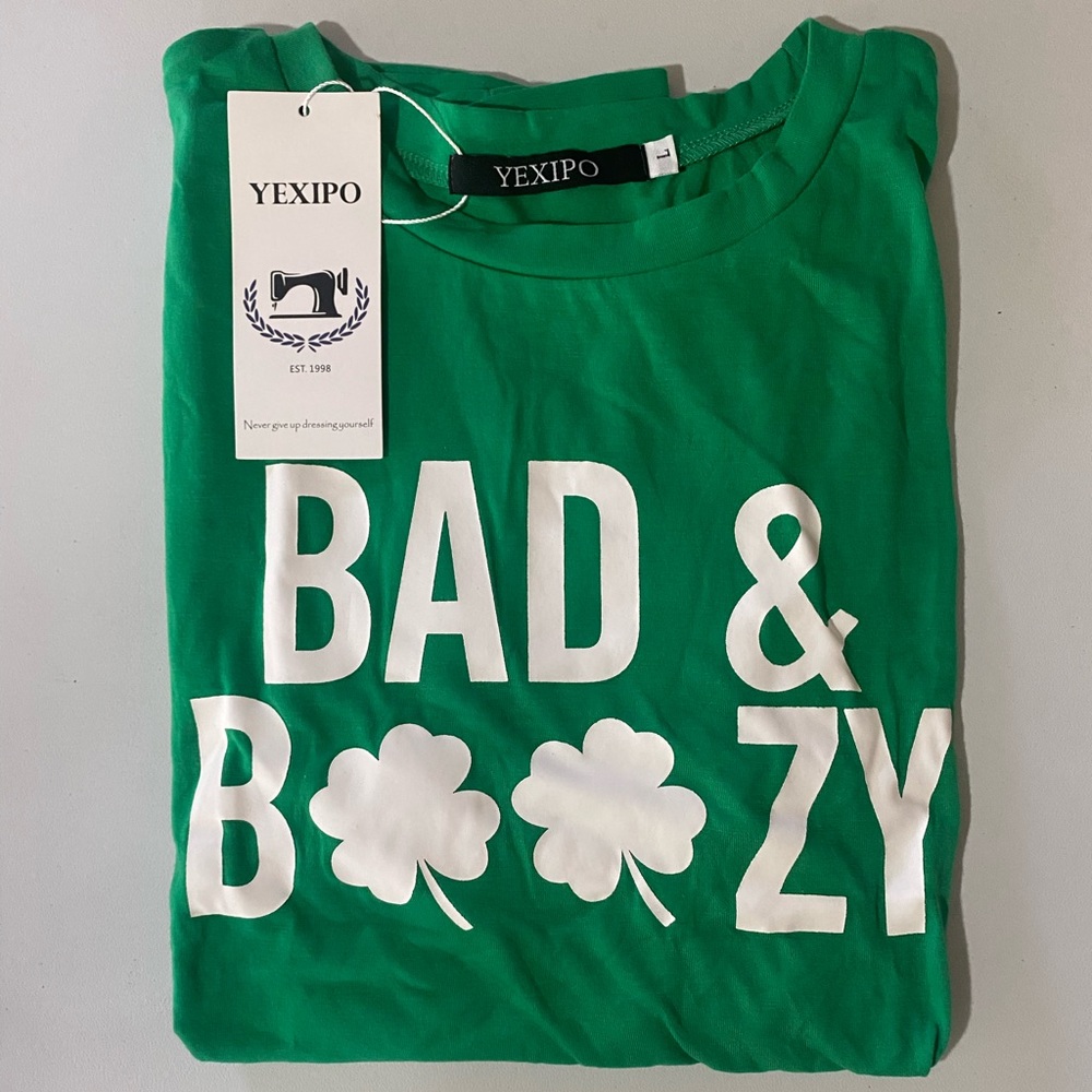 NWT Bad and Boozy St. Patrick’s Day Women’s size Large tee